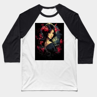 Artistic Fusion: Japanese Anime Gothic Girl Design Baseball T-Shirt